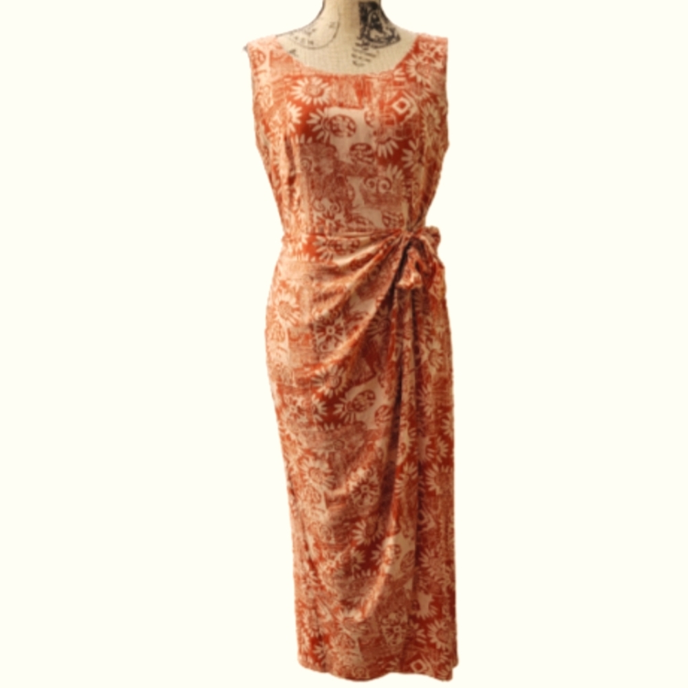 Spenser Jeremy 100% Silk Wrap Tie Midi Dress Size 8